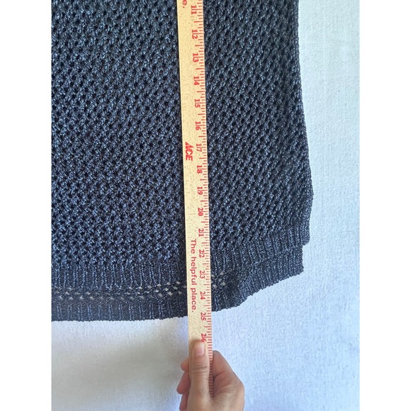 White House Black Market Crochet Shimmery Blue Cap Sleeve Beach Pool Top - Picture 7 of 9